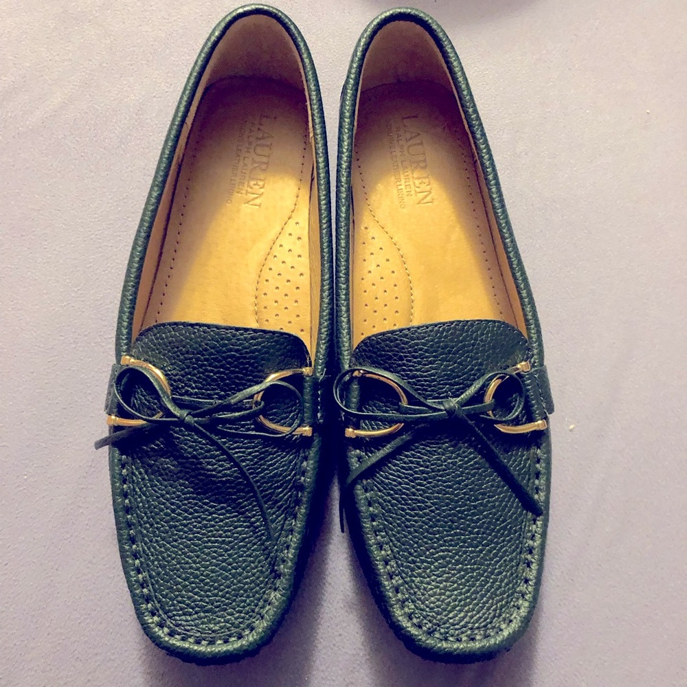Lauren Ralph Lauren green leather loafers
